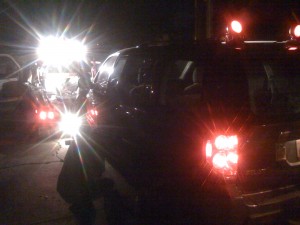 The sad sight of our Honda Pilot getting hooked up to the tow truck