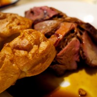 Yorkshire pudding and roast beef